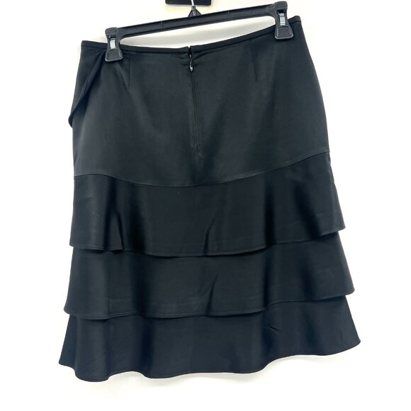 The Limited Ruffle A-Line Black Satin Skirt Women's 2 - Picture 2 of 3